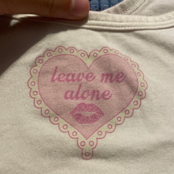 Forever 21 Matching Heart Cropped Tank & Shorts Pajama Set “Leave Me Alone” - Picture 3 of 8